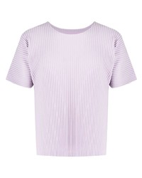 T-shirt à col rond violet clair Homme Plissé Issey Miyake