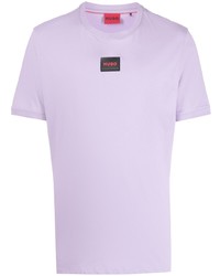 T-shirt à col rond violet clair Hugo