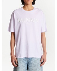 T-shirt à col rond violet clair Balmain