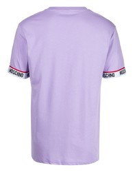 T-shirt à col rond violet clair Moschino