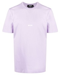 T-shirt à col rond violet clair MSGM