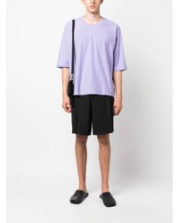 T-shirt à col rond violet clair Homme Plissé Issey Miyake