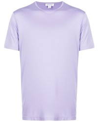 T-shirt à col rond violet clair Sunspel