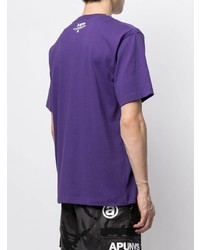 T-shirt à col rond violet AAPE BY A BATHING APE