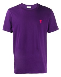 T-shirt à col rond violet Ami Paris