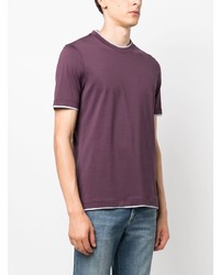 T-shirt à col rond violet Brunello Cucinelli