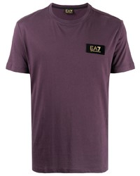 T-shirt à col rond violet Ea7 Emporio Armani