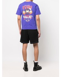 T-shirt à col rond violet Evisu