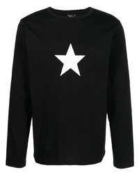 T-shirt à manche longue à étoiles noir et blanc agnès b.