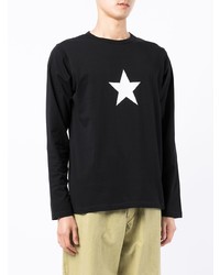 T-shirt à manche longue à étoiles noir et blanc agnès b.