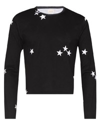 T-shirt à manche longue à étoiles noir et blanc Stefan Cooke
