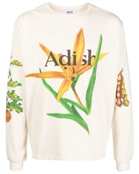 T-shirt à manche longue à fleurs beige Adish
