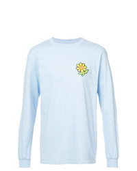 T-shirt à manche longue à fleurs bleu clair