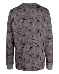 T-shirt à manche longue à fleurs gris foncé Klättermusen