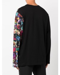 T-shirt à manche longue à fleurs noir Yohji Yamamoto