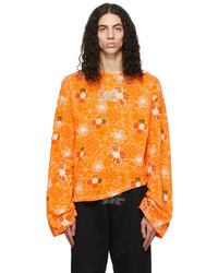T-shirt à manche longue à fleurs orange