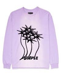 T-shirt à manche longue à fleurs violet clair