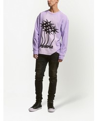 T-shirt à manche longue à fleurs violet clair purple brand