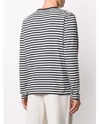 T-shirt à manche longue à rayures horizontales blanc et bleu marine Ami Paris