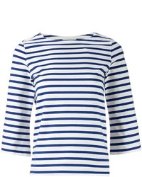 T-shirt à manche longue à rayures horizontales blanc et bleu marine ASTRAET