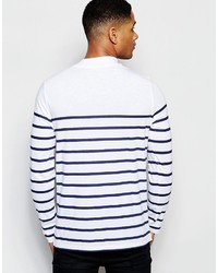 T-shirt à manche longue à rayures horizontales blanc et bleu marine Asos