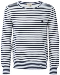 T-shirt à manche longue à rayures horizontales blanc et bleu marine Burberry