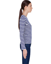 T-shirt à manche longue à rayures horizontales blanc et bleu marine Comme des Garcons