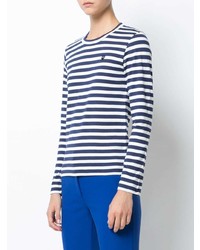 T-shirt à manche longue à rayures horizontales blanc et bleu marine Comme Des Garcons Play