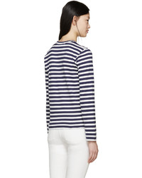 T-shirt à manche longue à rayures horizontales blanc et bleu marine Comme des Garcons