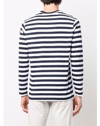 T-shirt à manche longue à rayures horizontales blanc et bleu marine Paul & Shark