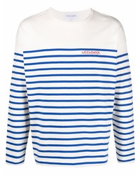 T-shirt à manche longue à rayures horizontales blanc et bleu marine Maison Labiche