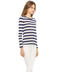 T-shirt à manche longue à rayures horizontales blanc et bleu marine A.L.C.