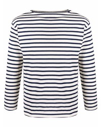 T-shirt à manche longue à rayures horizontales blanc et bleu marine Saint James