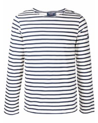 T-shirt à manche longue à rayures horizontales blanc et bleu marine Saint James
