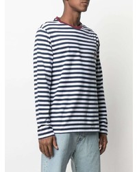 T-shirt à manche longue à rayures horizontales blanc et bleu marine Hilfiger Collection