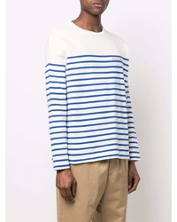 T-shirt à manche longue à rayures horizontales blanc et bleu marine Maison Labiche