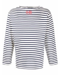 T-shirt à manche longue à rayures horizontales blanc et bleu marine VTMNTS
