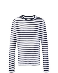 T-shirt à manche longue à rayures horizontales blanc et bleu marine Zadig & Voltaire