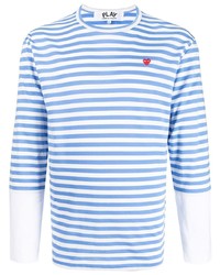 T-shirt à manche longue à rayures horizontales blanc et bleu Comme Des Garcons Play