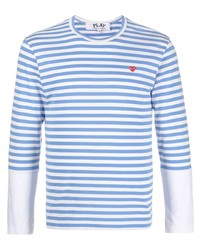 T-shirt à manche longue à rayures horizontales blanc et bleu Comme Des Garcons Play