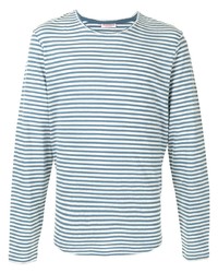 T-shirt à manche longue à rayures horizontales blanc et bleu Orlebar Brown