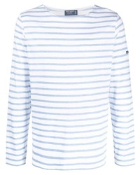 T-shirt à manche longue à rayures horizontales blanc et bleu Saint James