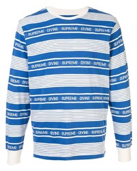 T-shirt à manche longue à rayures horizontales blanc et bleu Supreme