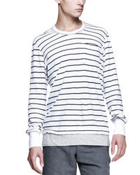 T-shirt à manche longue à rayures horizontales blanc et noir