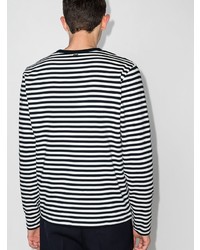 T-shirt à manche longue à rayures horizontales blanc et noir Ami Paris