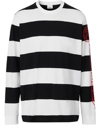 T-shirt à manche longue à rayures horizontales blanc et noir Burberry