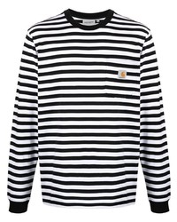 T-shirt à manche longue à rayures horizontales blanc et noir Carhartt WIP
