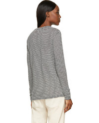 T-shirt à manche longue à rayures horizontales blanc et noir Etoile Isabel Marant