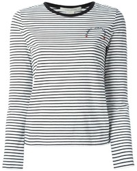 T-shirt à manche longue à rayures horizontales blanc et noir Marc Jacobs