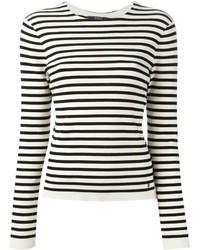 T-shirt à manche longue à rayures horizontales blanc et noir Polo Ralph Lauren